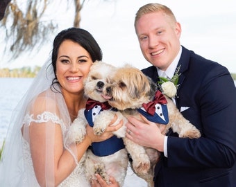 2 piece Quality Custom fit Dog tuxedo sm./med . choice of colors & bow tie