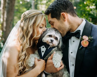 2 piece Quality Custom fit Dog tuxedo sm./med . choice of colors & bow tie