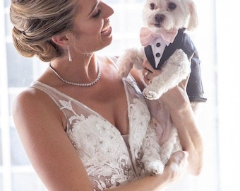 2 piece Quality Custom fit Dog tuxedo sm./med . choice of colors & bow tie