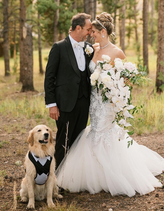 Large Dog Wedding Tuxedo Harness: Formal Dog Suit with Bow Tie