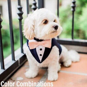 Blue Formal Dog Tuxedo ,Wedding Tuxedo For Dogs ,Custom Made Suit ,pet wedding attire Tuxedo, with choice of color bow tie image 1