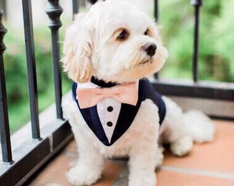 Blue Formal Dog Tuxedo ,Wedding Tuxedo For Dogs ,Custom Made Suit ,pet wedding attire   Tuxedo, with choice of color bow tie