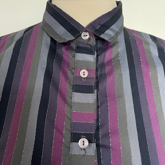 Vintage blouse, striped shirt, silver, stripey,pu… - image 1