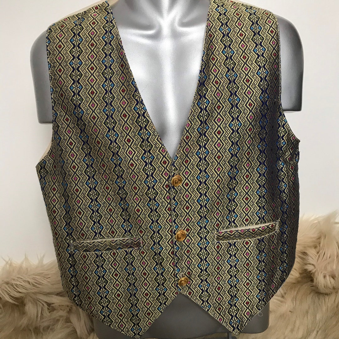 Vintage Waistcoat Vintage Vest Gold Indian Brocade Anchor - Etsy UK