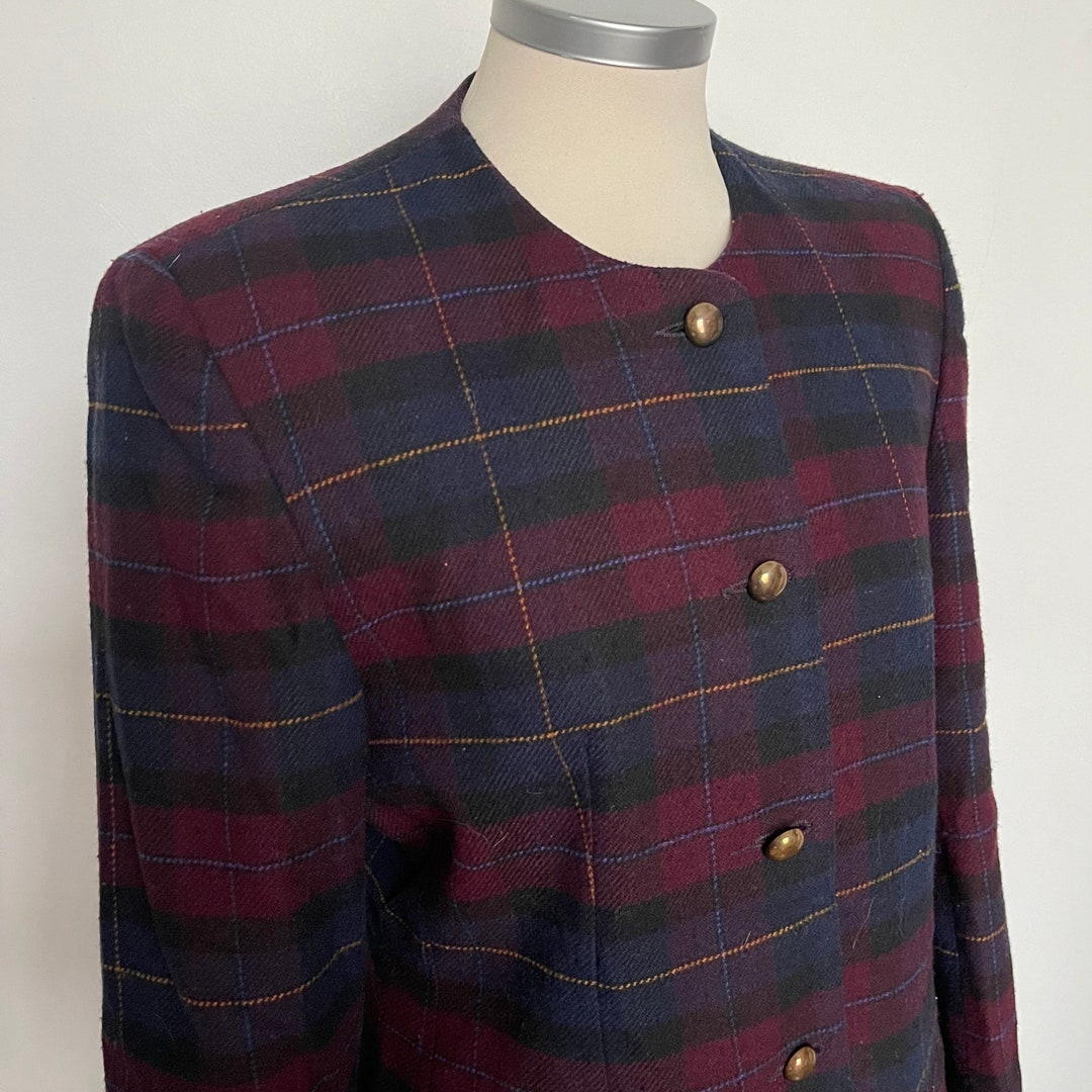 Vintage Blazer Vintage Jacket Wool Vintage Jacket Plaid - Etsy