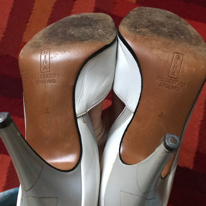 Vintage shoes 1980s pumps Gina vintage heels grey leather | Etsy