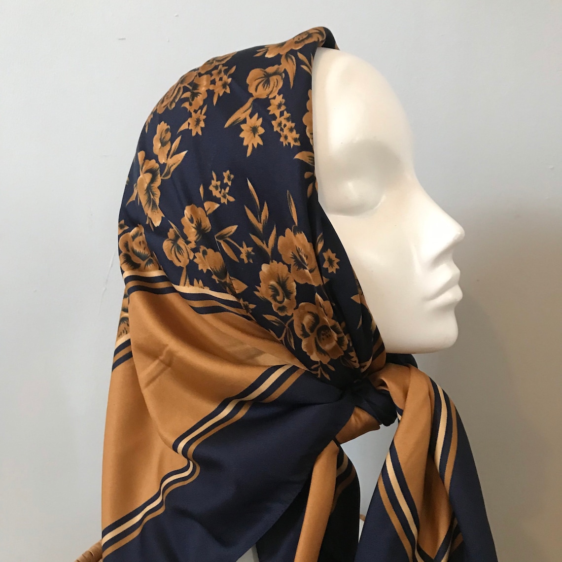 Vintage scarf vintage floral print 1980s roses copper image 0