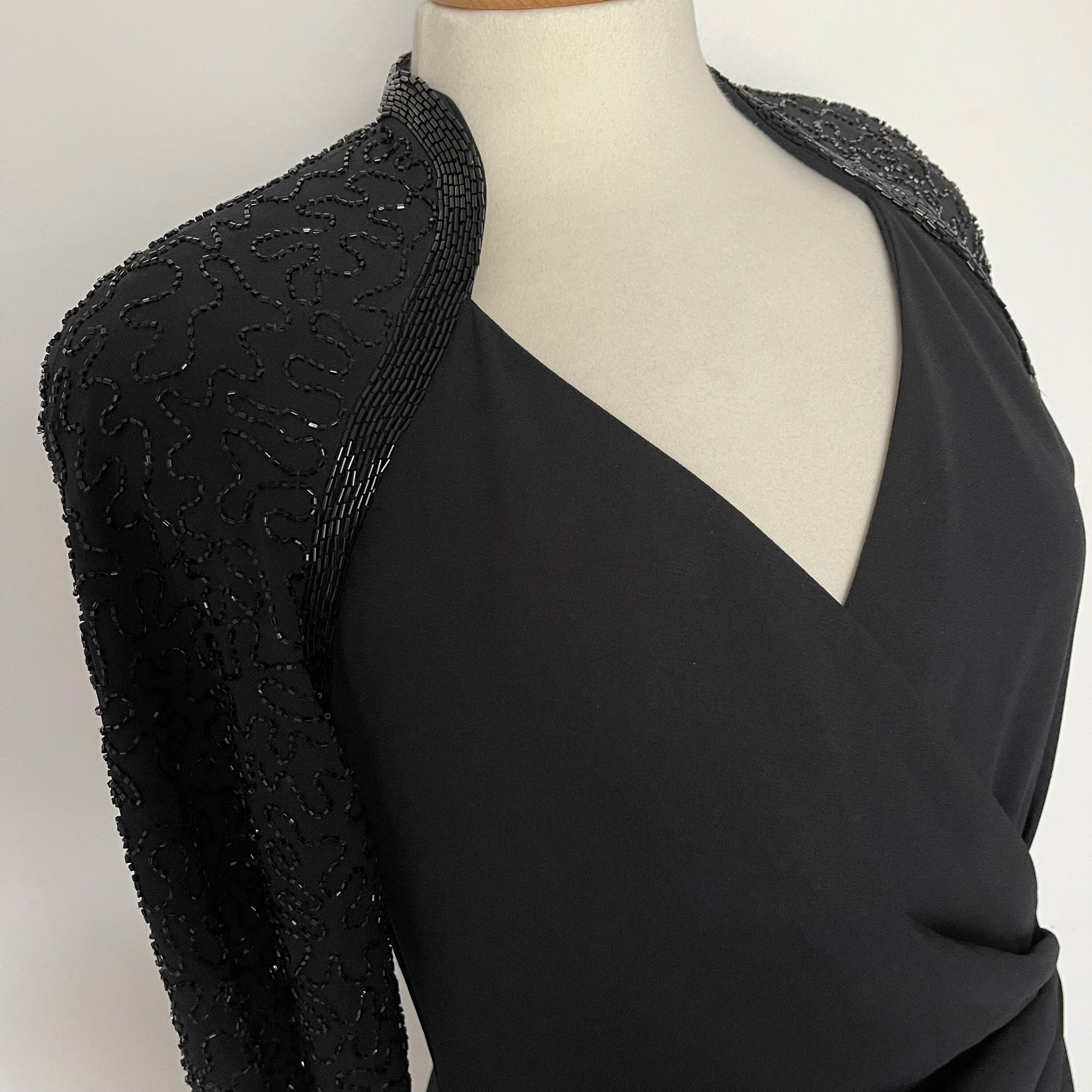 Vintage dress, LBD, beaded dress, bolero, tuxedo dress, black dress ...