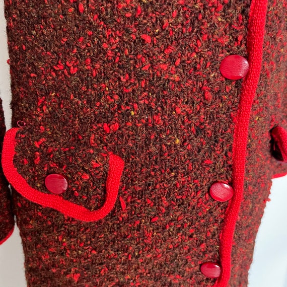 1960s jacket, knitted jacket,boucle, red jacket, … - image 4