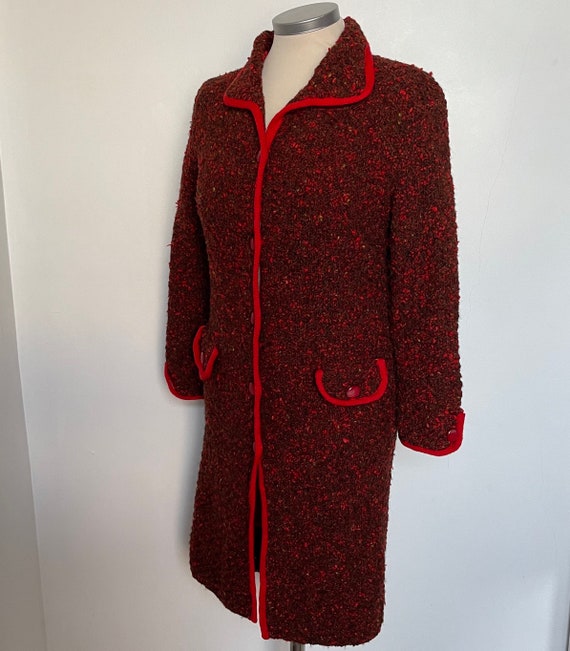 1960s jacket, knitted jacket,boucle, red jacket, … - image 3