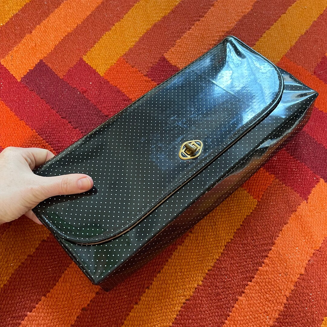 1950s Clutch Vinyl Clutch Polka Dot Shiny Bag Envelope Etsy