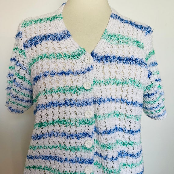 Vintage knitwear, sweater, striped jumper, handkn… - image 6