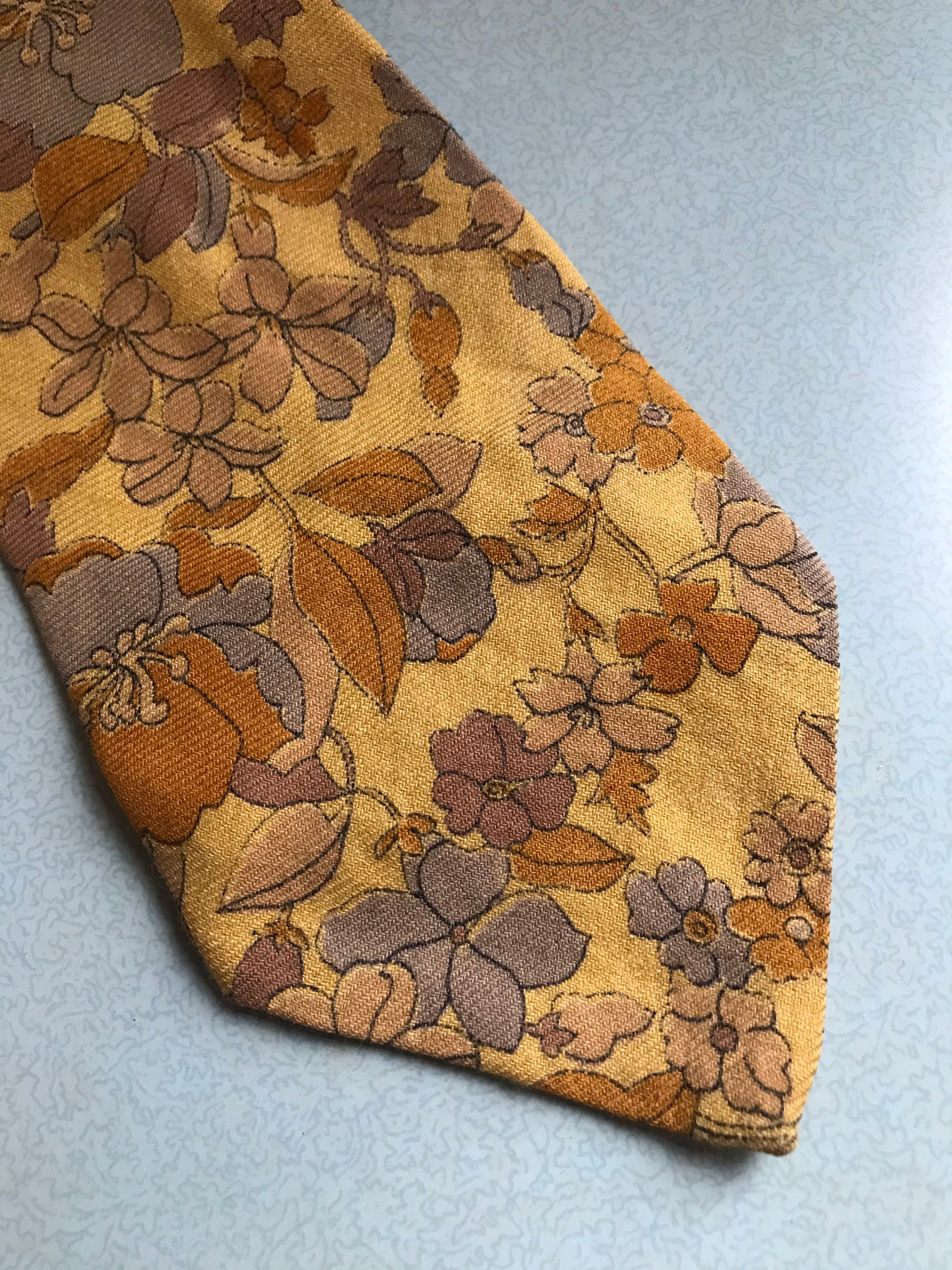 Vintage tie, 70s tie, mustard tie, vintage neck tie, Viyella