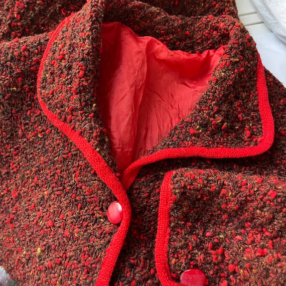1960s jacket, knitted jacket,boucle, red jacket, … - image 5