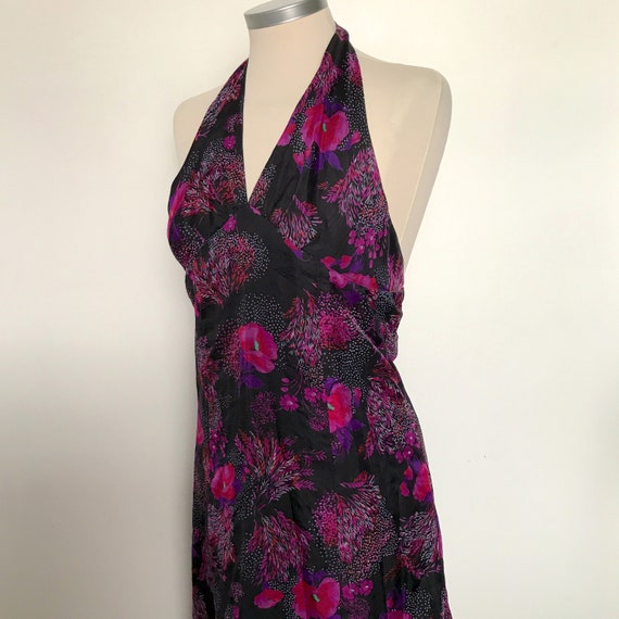 Vintage dress, vintage halter neck, poppy print, f