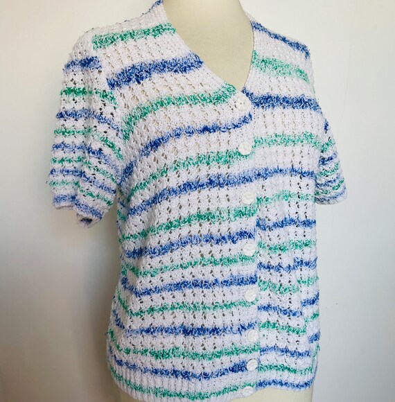 Vintage knitwear, sweater, striped jumper, handkn… - image 1
