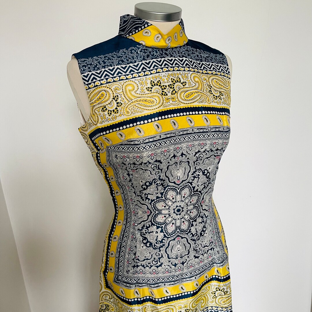 1960s Dress Shift Dress Paisley Print Marjon Couture NOS - Etsy