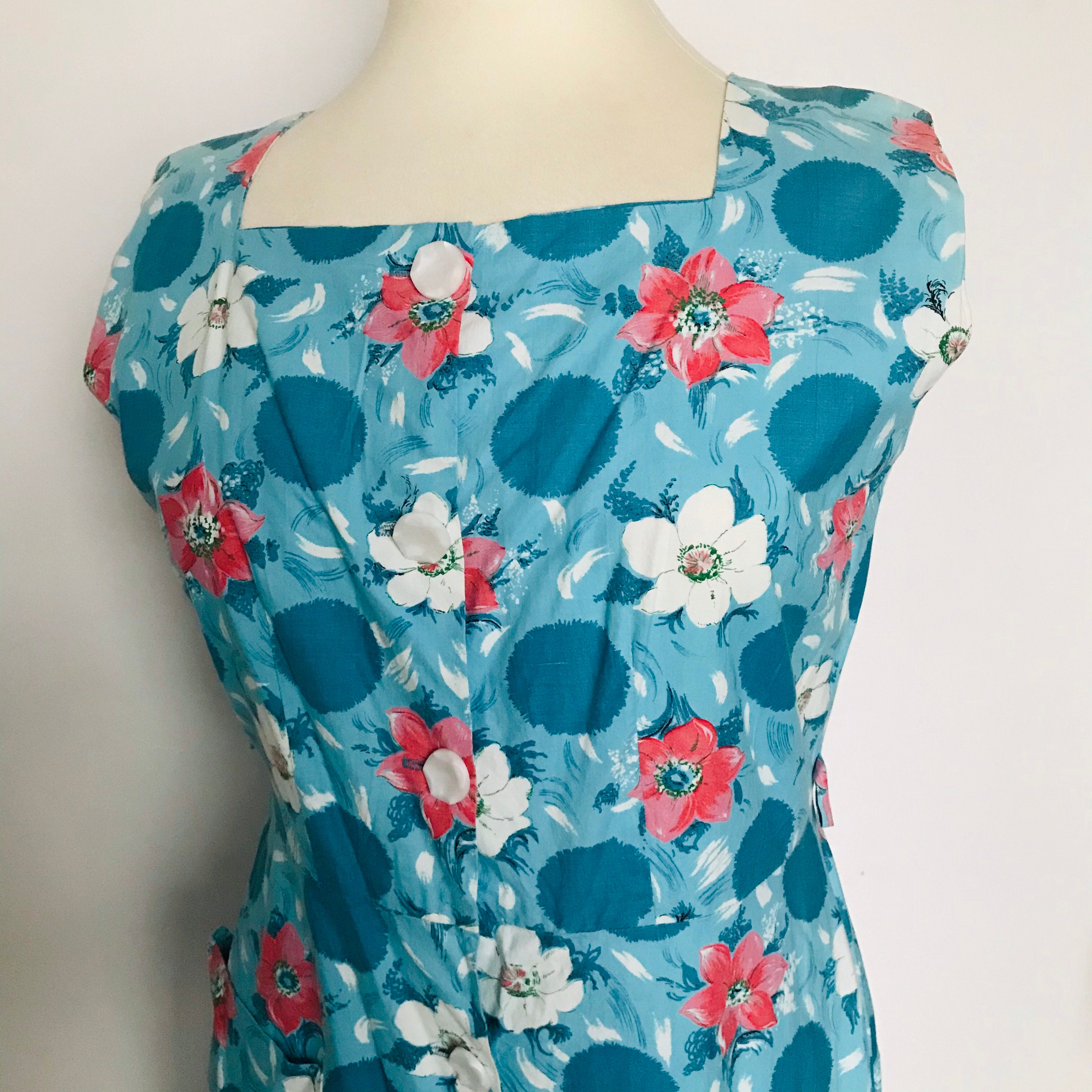 Image of S Dress, Cotton Poplin Cotton, U.k. , Sleeveless, Shirtwaister, Shirt A Line Skirt, Blue S Handmade