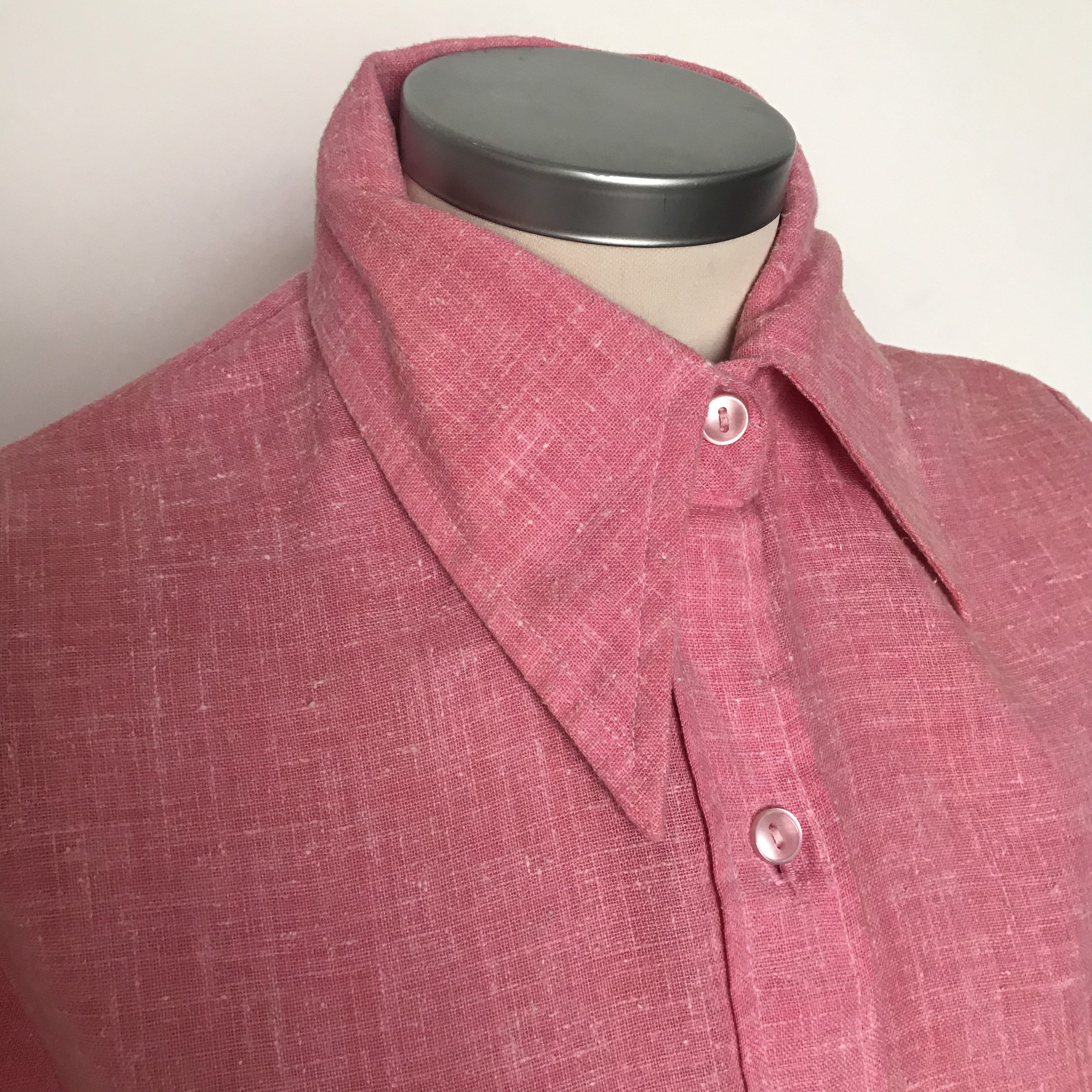 Vintage shirt, pink shirt, cheesecloth, 70s shirt, Dagger collar