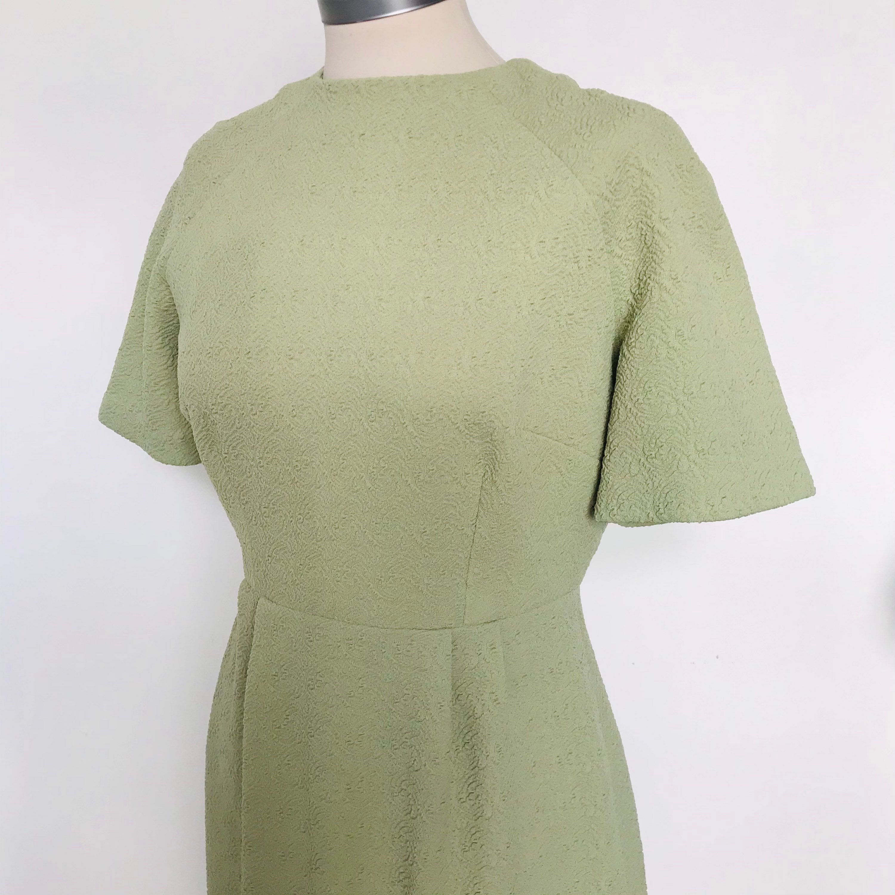 Mod dress, 1960s dress, shift dress, green dress, stretch dress,UK 12 ...