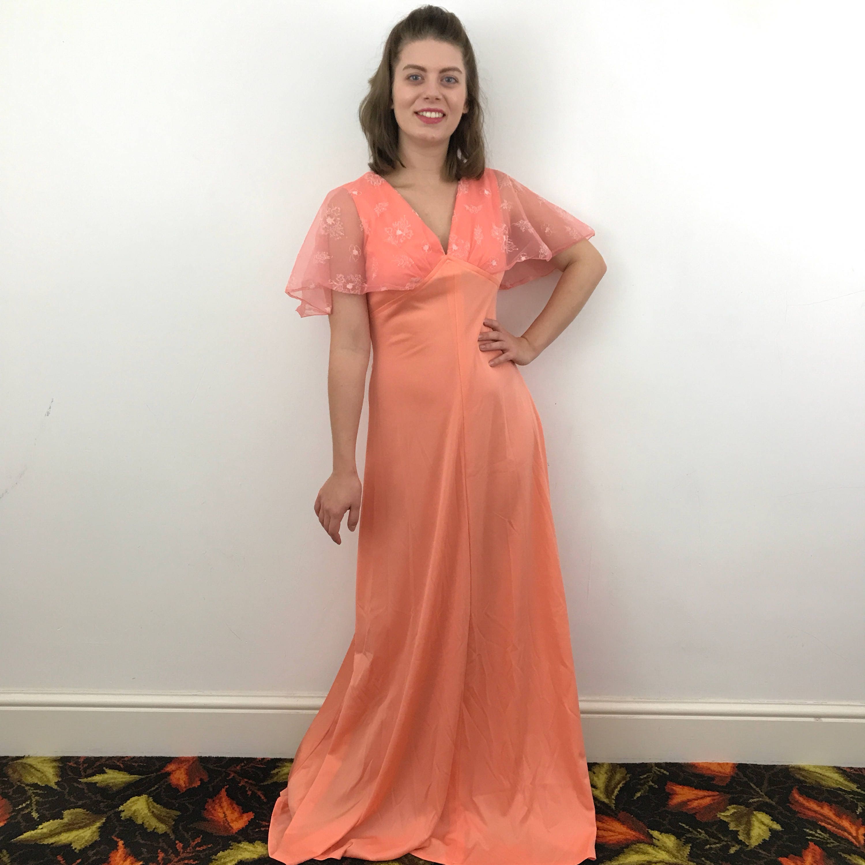 bright peach bridesmaid dresses