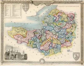 Antique English County Map of Bedfordshire Canvas Print choice of 2 sizes FREE DELIVERY Bedfordshire 1837