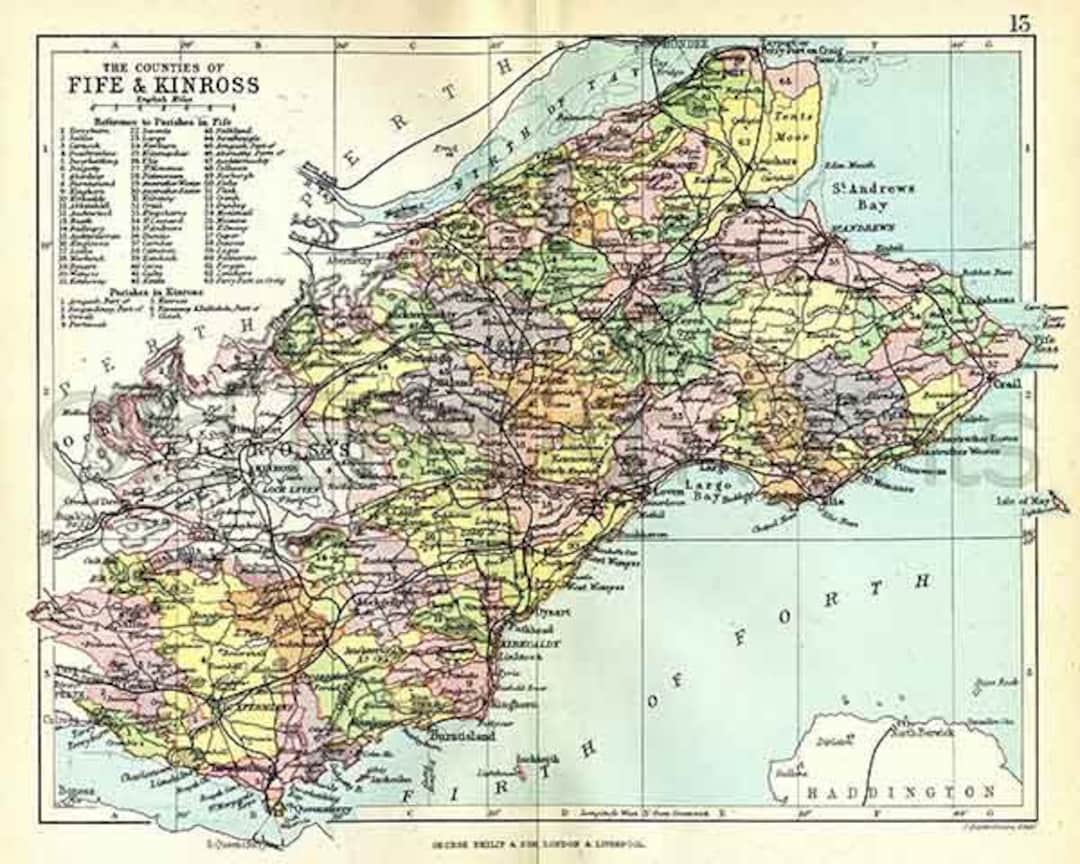 Fife and Kinross Shire Antique Scottish County Map A3 Size Etsy