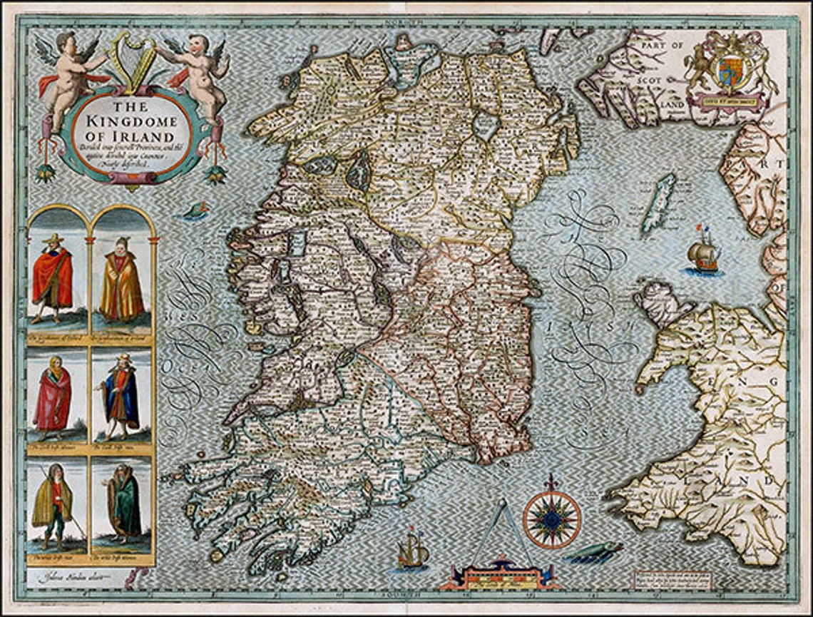 Ireland 1610 John Speed Antique Map of Ireland Canvas Etsy UK