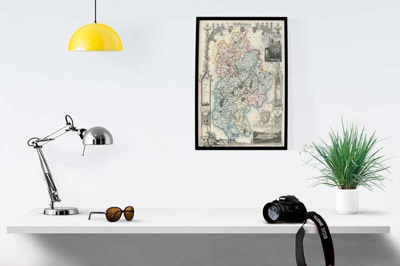 Antique English County Map of Bedfordshire Canvas Print choice of 2 sizes FREE DELIVERY Bedfordshire 1837