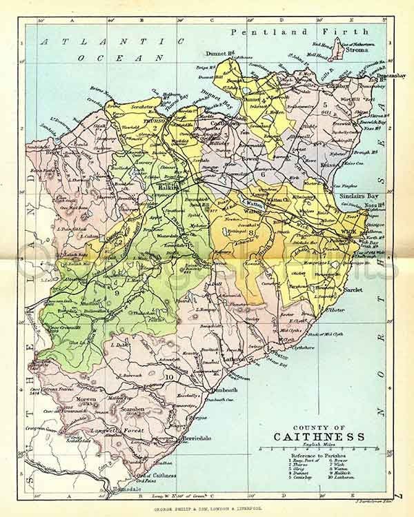 Caithness Shire Antique Scottish County Map A3 size Etsy