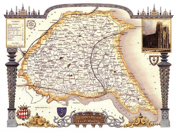 10 Sizes YORKSHIRE WEST RIDING COUNTY VINTAGE MAP ART PRINT POSTER Britain British UK Antique Historical Home Decor Wall Picture A4 A3 A2