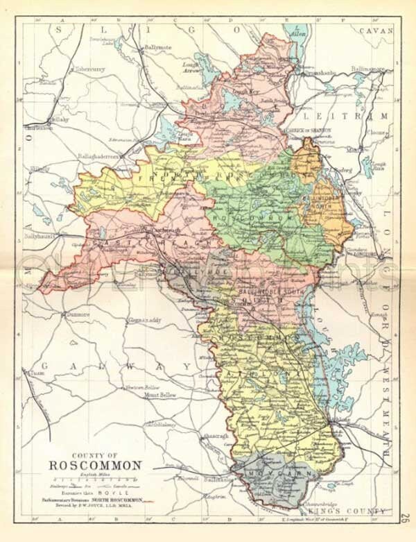 County 1893 Antique Irish County Map of Etsy