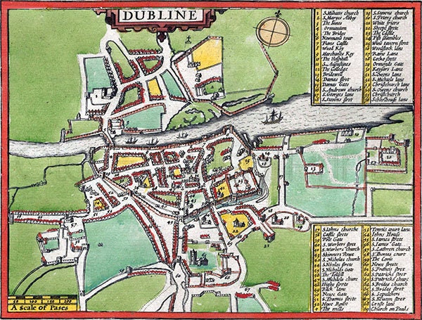 Leinster DUBLIN 17c map Full Size Printed  Replica Old  John Speed c.1610.