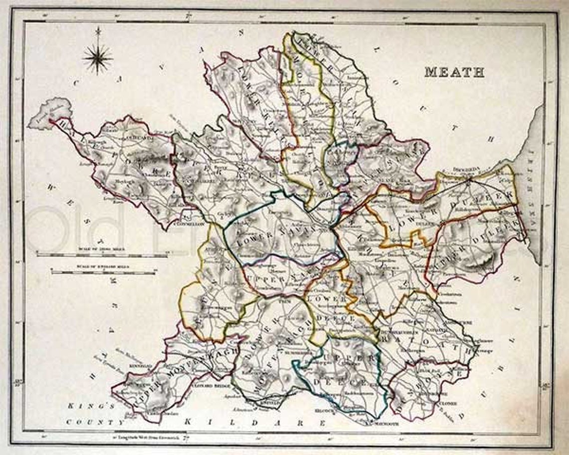 County Meath 1846 Antique Irish Map of Meath 8 x 10 ins Etsy