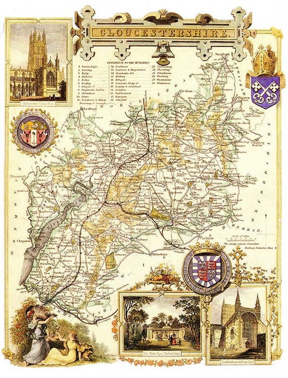 Oxfordshire 1841 Old English County Map Giclee Fine Art or Canvas Textured paper FREE DELIVERY A3 size Unframed