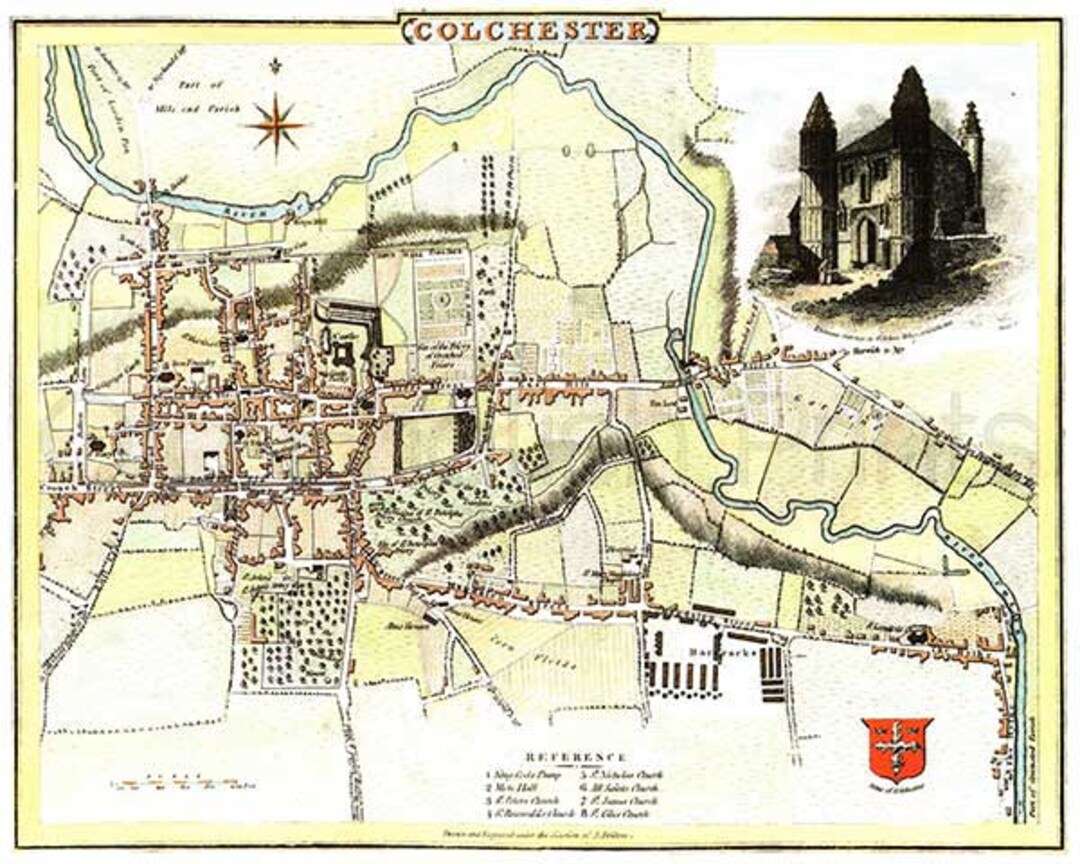 Colchester Town Plan 1807 Antique Map of Colchester Canvas - Etsy UK