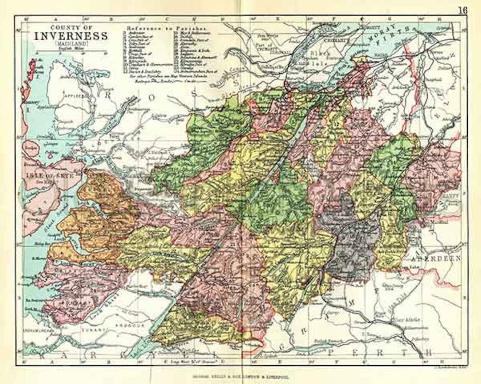 Inverness Shire Antique Scottish County Map A3 Size Etsy UK
