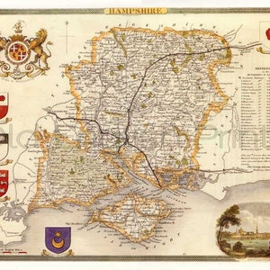 Oxfordshire 1841 Old English County Map Giclee Fine Art or Canvas Textured paper FREE DELIVERY A3 size Unframed