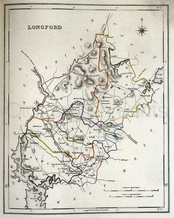 County Longford 1846 Antique Irish Map of Longford 8 x 10 Etsy
