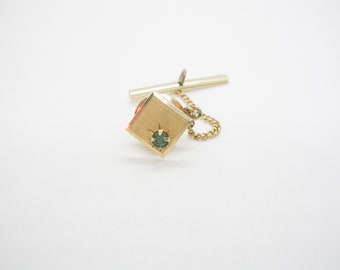 Matte Gold Tone Curved Square Mens Gift Swank Signed Suit Jewelry Mid Century 1960s 60s Vintage Tie Tack