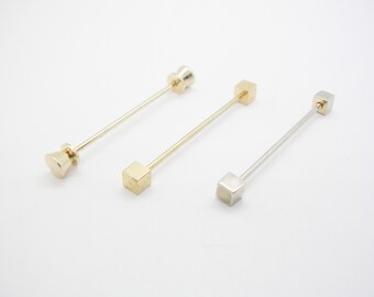 Lot Of 4 Vintage Silver Plated Brass HEX Ends Collar Bars Steampunk DIY A1