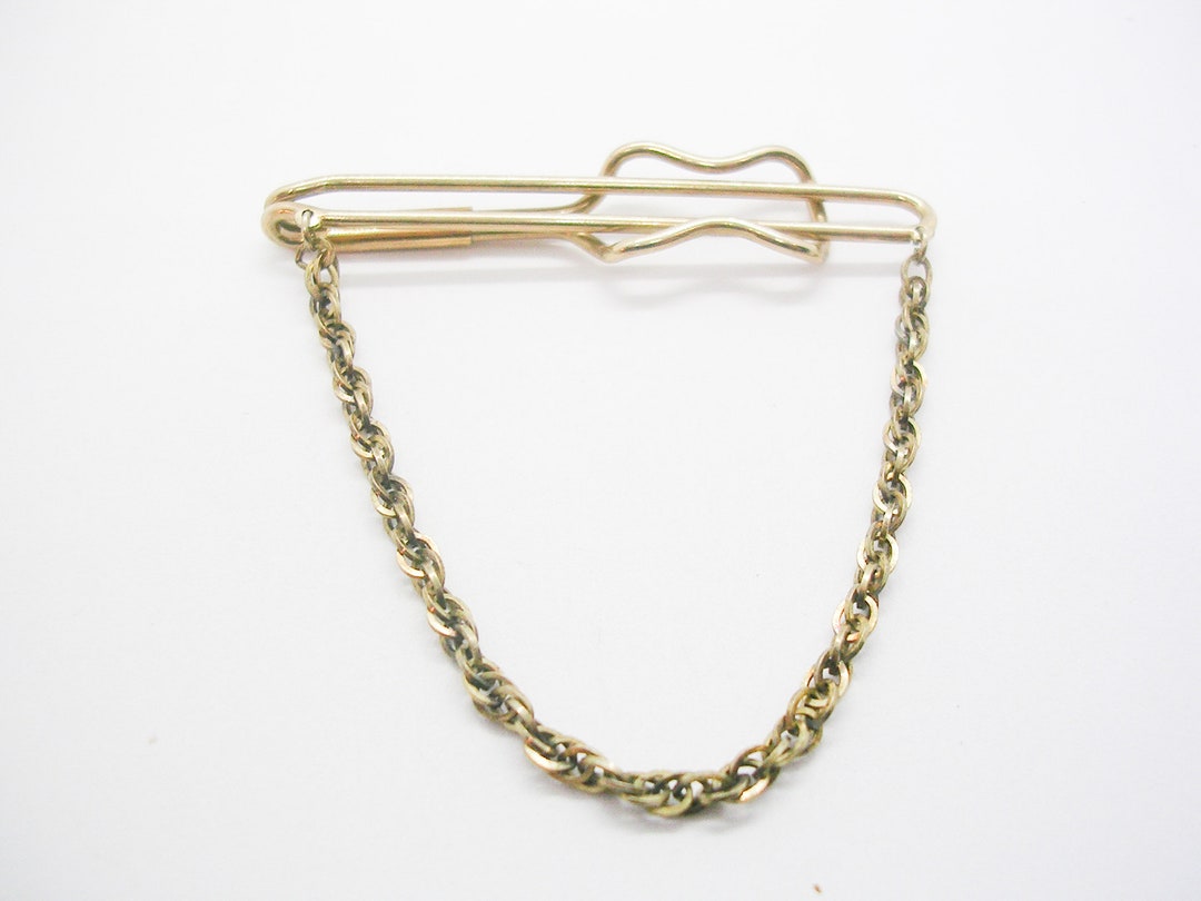 Vintage Tie Chain Mid Century HADLEY Tie Clip With Chain Simple Design