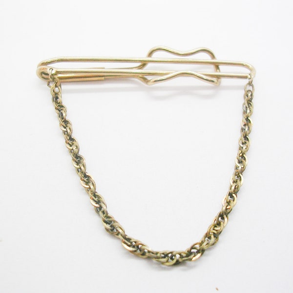 Vintage Tie Chain Mid Century HADLEY Tie Clip with Chain simple design Necktie Jewelry