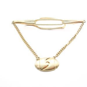 Vintage ANSON Gold Tone Tie Clip Chain with Guard: Mid Century Formal Wear
