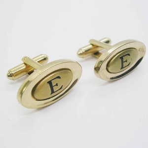 Gemelos con inicial E, accesorio vintage para camisa formal, joyería de boda para hombre