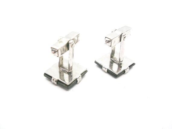 Vintage Abalone Shell Cufflinks: Mid Century SWAN… - image 3