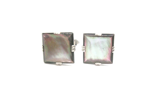 Vintage Abalone Shell Cufflinks: Mid Century SWAN… - image 2