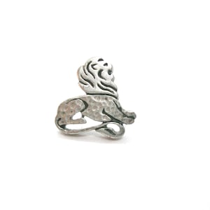 Lion Tie Tack embossed Pewter Style vintage Tie Pin with Chain Necktie Accessory Men Jewelry Dad Groom Gift