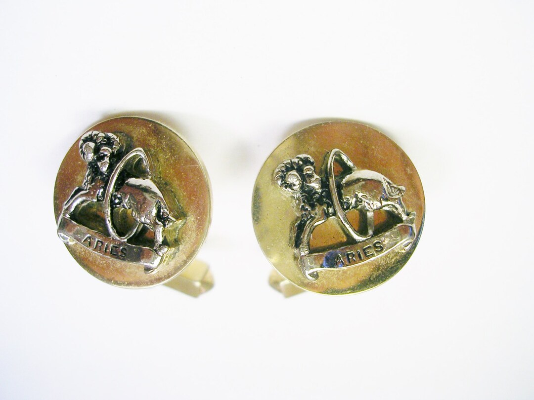 Horoscope Cufflinks Astrology ARIES Zodiac Vintage Swank Shirt Accessory Etsy UK