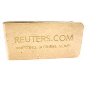 Vintage Money Clip Reuters News gold tone Money Holder Metal